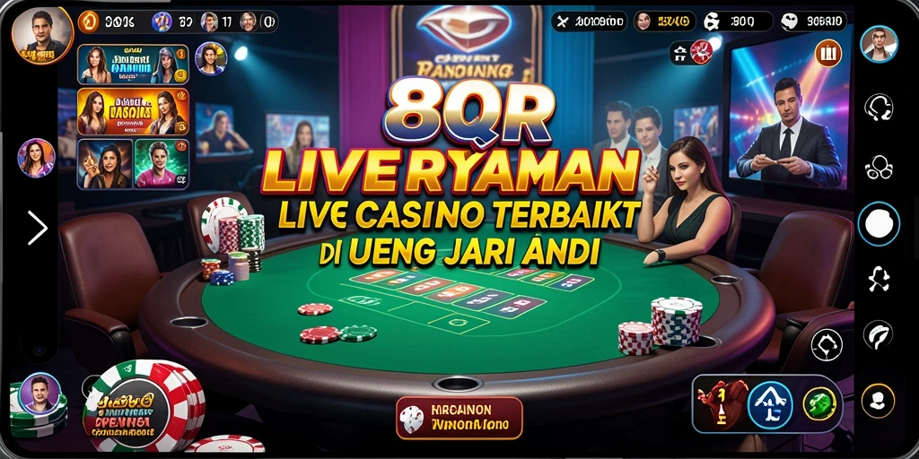 Skrinsut menunjukkan dealer langsung dalam permainan Live Casino 8QR.