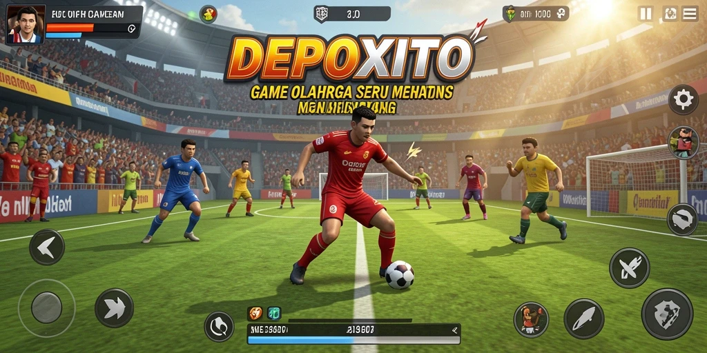 Screenshot DEPOXITO menampilkan gameplay olahraga yang mendebarkan.