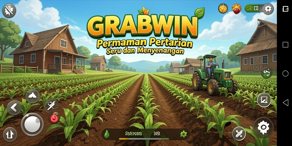 Tampilan gameplay GRABWIN yang menampilkan keindahan ladang pertanian.
